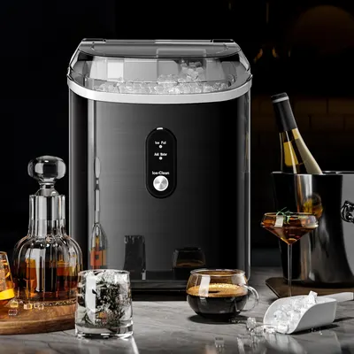 Showcases the product's ability to produce ice, emphasizing its convenience for home bar and entertaining scenarios.