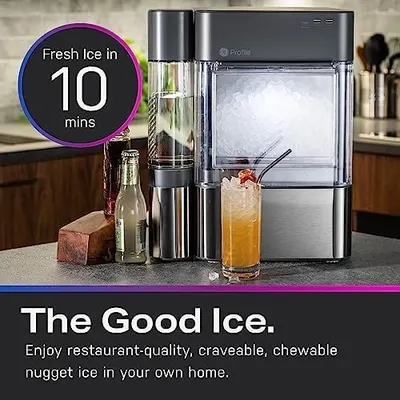 Highlights the quick ice-making capability of the product, emphasizing convenience for home use. Emphasizes the high-quality, chewable nugget ice produced by the machine, appealing to those who want…