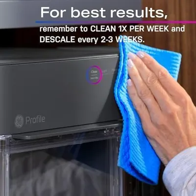 Provides clear instructions on how often to clean and descale the appliance for optimal performance.