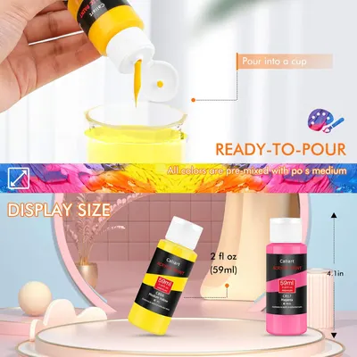 Secondary Images for Caliart 24 Colors Acrylic Paint Set with 12 Brushes