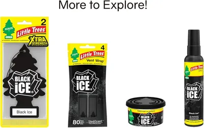 Showcases different product formats of the Black Ice air freshener to inform customers about available options.