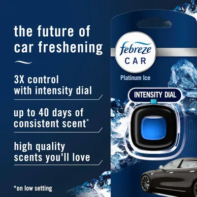 Highlights multiple key features of the Febreze Car air freshener to demonstrate its superiority and value to potential buyers.