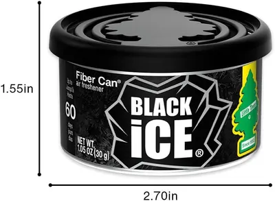 Provides exact measurements of the air freshener can to help customers understand its compact size.