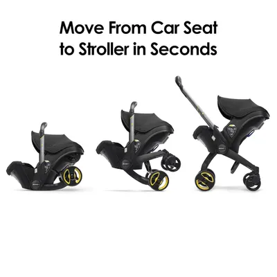 Demonstrates how quickly and easily the car seat can be transformed into a stroller, appealing to parents who value convenience and efficiency.