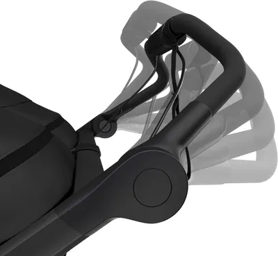 Demonstrates the adjustable handle feature of the stroller, showing how it can be positioned at different angles for user comfort.