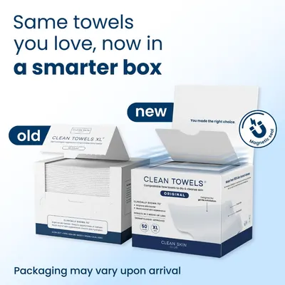 Highlights the product's new, improved packaging design with a magnetic seal, reassuring customers that it's the same product they love but with enhanced convenience.