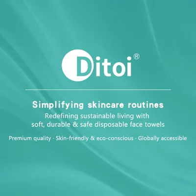 Introduces the Ditoi brand and communicates its core values of simplifying skincare routines with sustainable, high-quality disposable face towels.