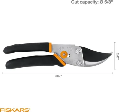 Informs the shopper of the pruning shears' cutting capacity and overall size, helping them understand if it's suitable for their needs. Provides exact measurements of the pruning shears to give…