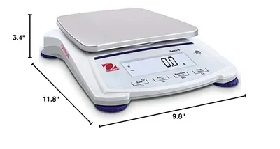 Provides exact measurements of the scale to help customers understand its physical size and ensure it fits their workspace.