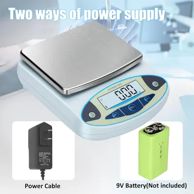 Highlights the scale's versatility with two power supply methods and its precise digital readout, appealing to users who value convenience and accuracy.
