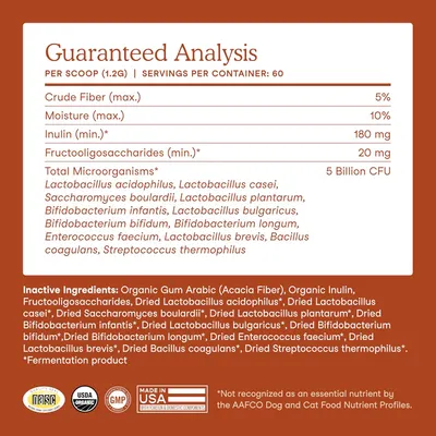 Provides detailed nutritional information and probiotic content to inform customers about the product's composition and health benefits.