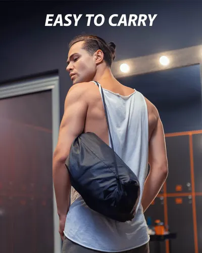 Emphasizes the product's ease of carrying, highlighting its convenience for gym-goers or athletes.