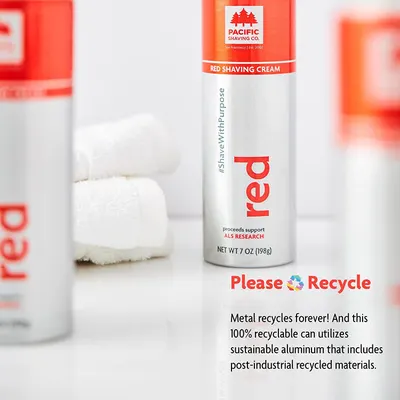 Highlights the product's environmentally friendly packaging to appeal to eco-conscious consumers. Emphasizes the brand's support for ALS research, associating the product with a charitable cause.