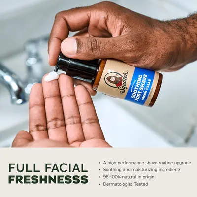Highlights the product's ability to provide a refreshing and soothing post-shave experience, emphasizing its natural ingredients and dermatologist-tested formula.