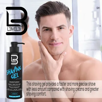 Highlights the key benefit of the shaving gel providing a faster and more precise shave compared to traditional shaving creams, with improved comfort.