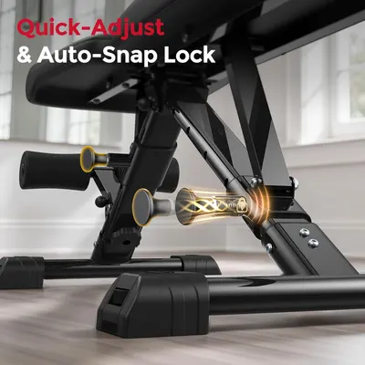 Highlights the product's easy adjustment and secure locking mechanism, emphasizing convenience and safety for the user.