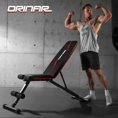 Shows the product in use with a muscular model to demonstrate its effectiveness for strength training and building muscle at home.
