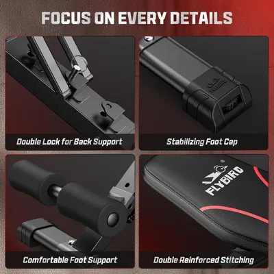 Highlights key design features that contribute to the product's stability, support, and durability.