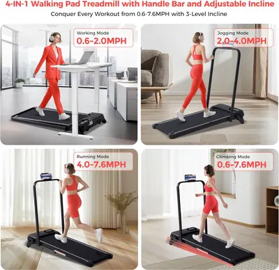 Secondary Images for Walking Pad with Handle Bar & 3-Level Incline