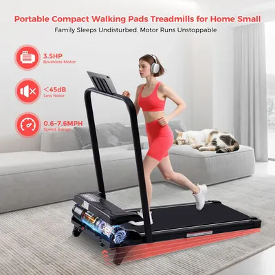 Secondary Images for Walking Pad with Handle Bar & 3-Level Incline
