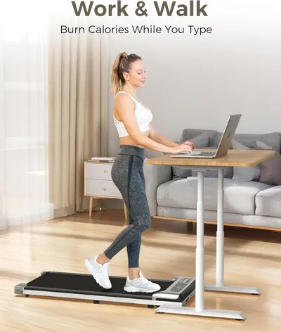 Demonstrates how the product allows users to burn calories while working, promoting a healthier lifestyle for desk workers.