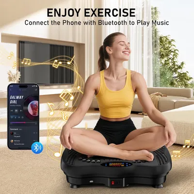 Highlights the product's Bluetooth connectivity for playing music during exercise, emphasizing how it enhances the workout experience. Demonstrates how the product can be used for exercise and…