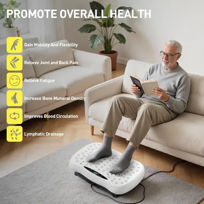 Showcases multiple health benefits of the product, emphasizing how it can improve various aspects of overall health and wellness for older adults.