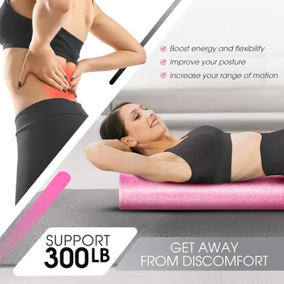 Highlights multiple benefits of using the product for physical fitness and wellness, including increased energy, flexibility, better posture, and improved range of motion.