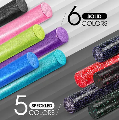 Showcases the range of color options available for the product, including both solid and speckled varieties.