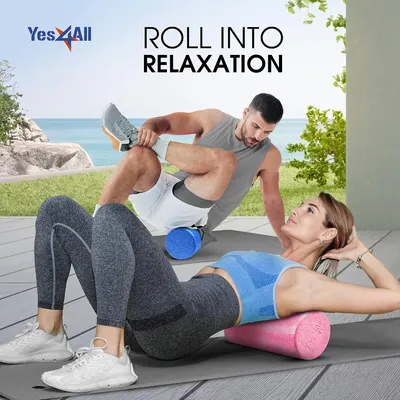 Demonstrates how foam rollers can be used for muscle recovery and relaxation in various settings, including outdoors. Shows the product being used in an attractive outdoor setting to appeal to…