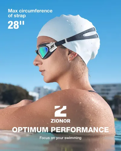 Informs the customer about the maximum size of the swimming goggle strap, helping them determine if it will fit comfortably. Emphasizes the product's ability to enhance swimming performance,…