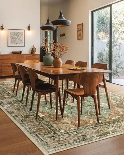 Showcases the product in a real-world, stylish dining room setting to help customers envision how it would look in their own home.