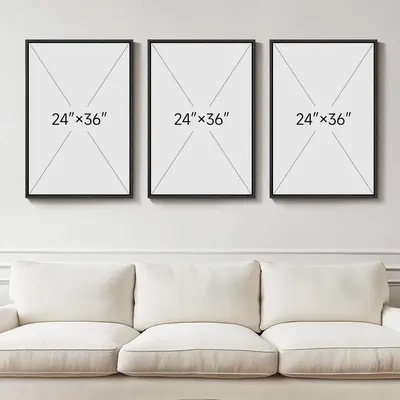 Communicates the exact size of the picture frames to help customers visualize how they would fit in their space.