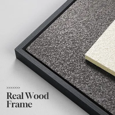 Highlights the premium quality of the product by showcasing its real wood frame construction.