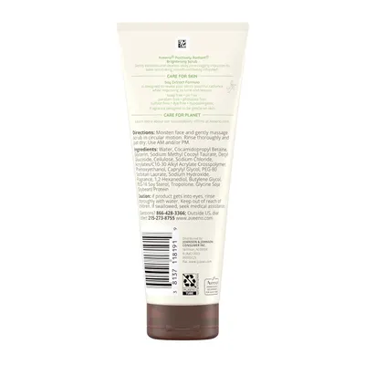 Provides clear directions on how to use the brightening scrub, including application and frequency of use. Highlights the product's safety features and gentle formulation, emphasizing its…