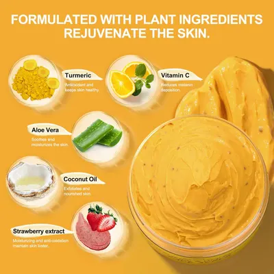 Highlights multiple plant-based ingredients and their specific benefits for skin health and rejuvenation.