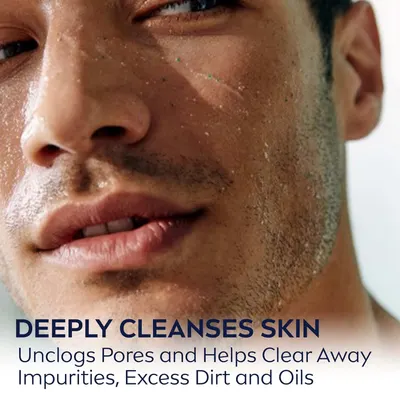Highlights the product's ability to deeply cleanse skin by unclogging pores and removing impurities, dirt, and oils.