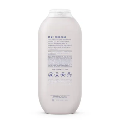 Highlights the product's nourishing properties and ingredients to appeal to customers looking for a moisturizing body wash.