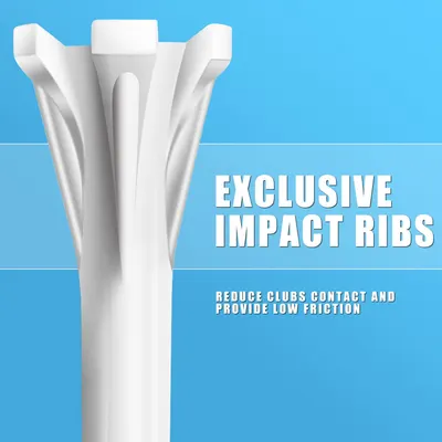 Highlights a unique design feature that reduces club contact and provides low friction, improving golf performance.
