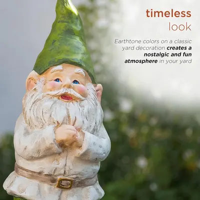 Emphasizes the classic, nostalgic appeal of the garden gnome to create a fun and timeless atmosphere in the yard.
