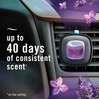 Highlights the product's ability to provide a consistent scent for up to 40 days, emphasizing its long-lasting effectiveness as a car air freshener.