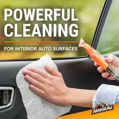 Emphasizes the product's strong cleaning capability for interior auto surfaces, reassuring customers of its effectiveness.