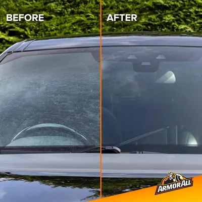 Demonstrates the product's effectiveness in cleaning and improving visibility of a car windshield.