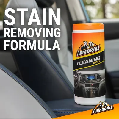 Highlights the product's ability to remove stains from car interiors, emphasizing its effectiveness for cleaning.