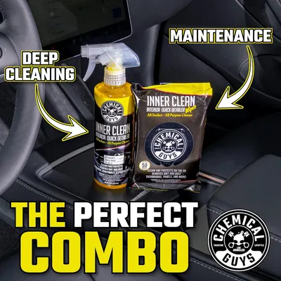 Highlights the product's dual benefits of deep cleaning and ongoing maintenance for car interiors.