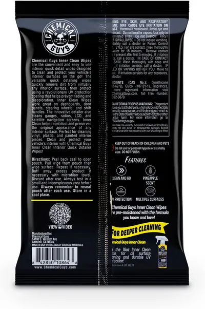 Highlights multiple benefits of the product including UV protection, versatility for cleaning various surfaces, pleasant scent, and convenience of use.