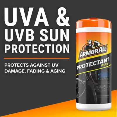 Highlights the product's ability to protect against UVA and UVB sun damage, preventing fading and aging of car interiors.