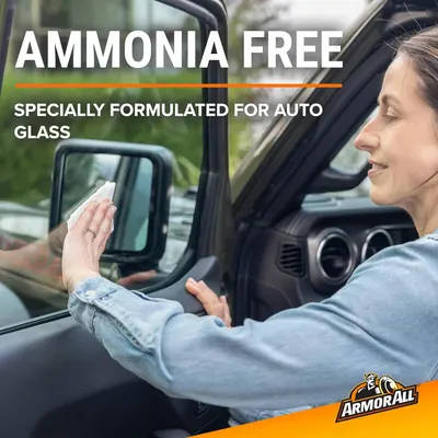 Highlights the product's ammonia-free formulation, specifically designed for auto glass, to reassure customers about its safety and effectiveness.