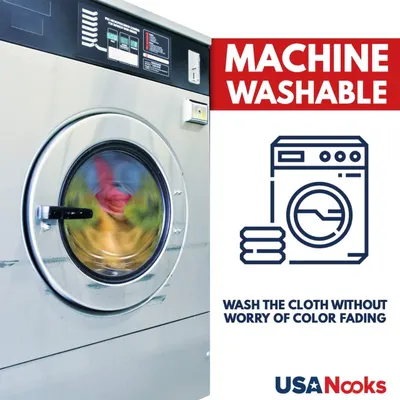 Highlights that the product can be safely washed in a machine without color fading, providing convenience and durability to the customer.