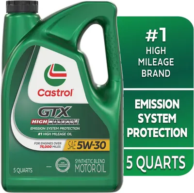 Highlights the product's key benefits of being suitable for high mileage engines and protecting the emission system.